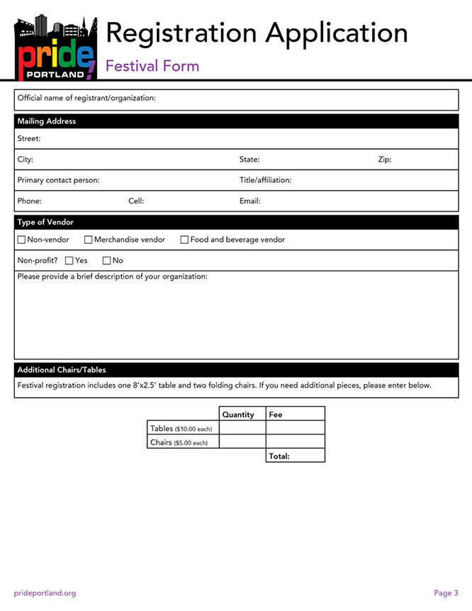 Pride Portland Application